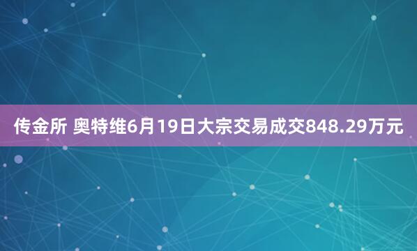传金所 奥特维6月19日大宗交易成交848.29万元