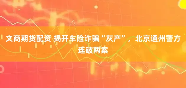 文商期货配资 揭开车险诈骗“灰产”，北京通州警方连破两案